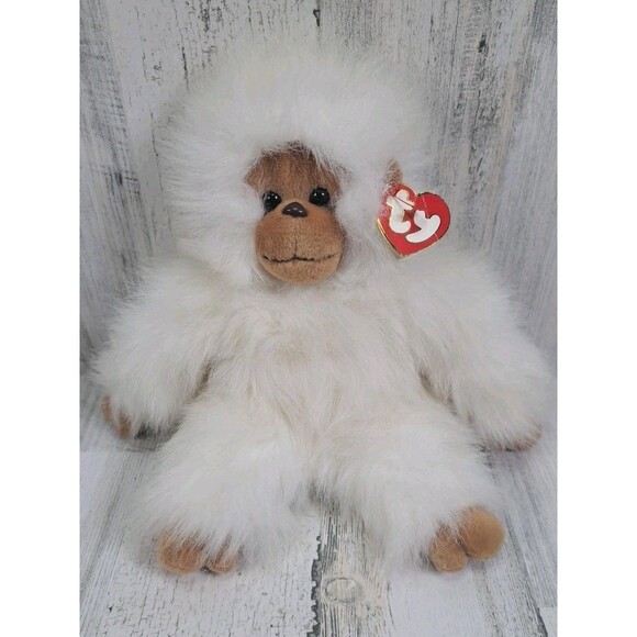 VTG 1994 TY CLASSIC TANGO White & Brown Monkey Chimp Orangutan Plush Stuffed Toy - Picture 2 of 13
